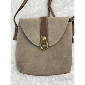 Cargoit Women's Small Khaki Brown Canvas Crossbody Purse Bag Handbag